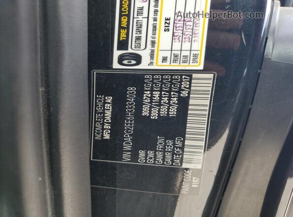 WDAPG2EE6H3334038 2017 MERCEDES-BENZ METRIS Black Вид наклейки з VIN-кодом
