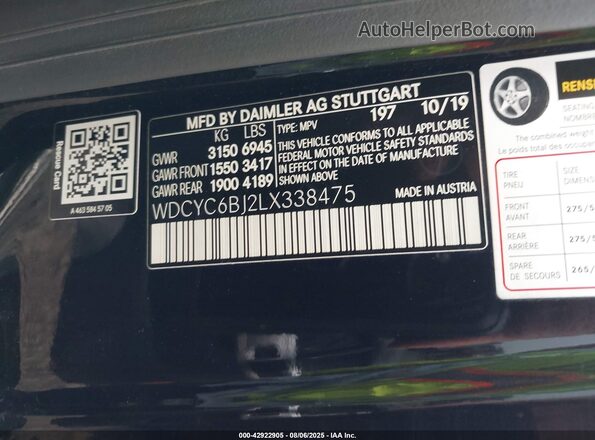WDCYC6BJ2LX338475 2020 MERCEDES-BENZ G-CLASS Черный Вид подкапотного пространства