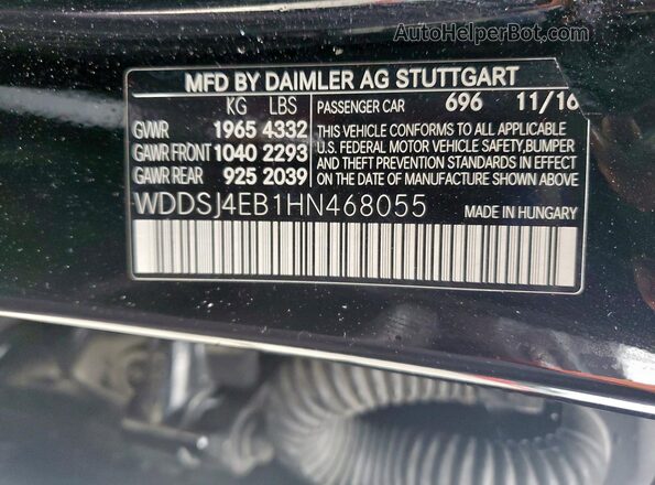 WDDSJ4EB1HN468055 2017 MERCEDES-BENZ CLA-CLASS Black VIN კოდის სტიკერის ხედი