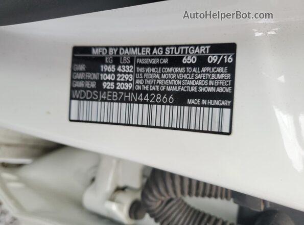WDDSJ4EB7HN442866 2017 MERCEDES-BENZ CLA-CLASS Белый Вид подкапотного пространства