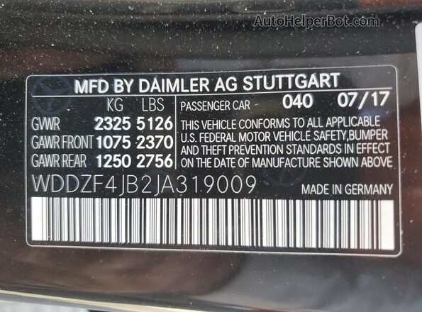 WDDZF4JB2JA319009 2018 MERCEDES-BENZ E Black ძრავის განყოფილების ხედი