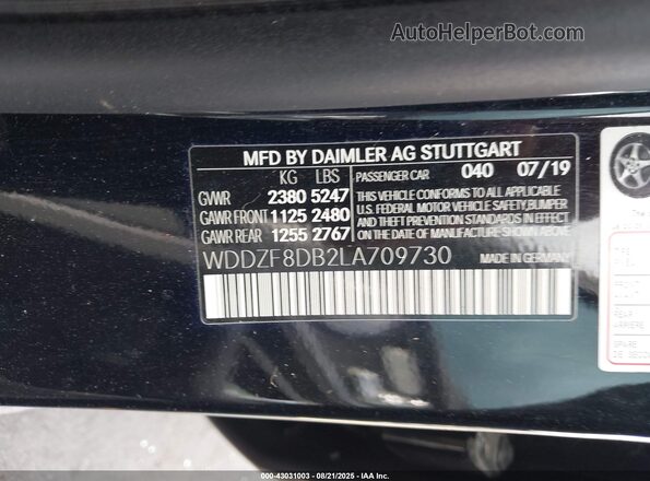 WDDZF8DB2LA709730 2020 MERCEDES-BENZ E Черный Вид подкапотного пространства