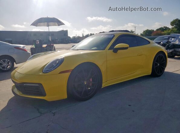 WP0AB2A90LS225454 2020 PORSCHE 911 Yellow წინა მარცხენა ხედი სამი მეოთხედიდან