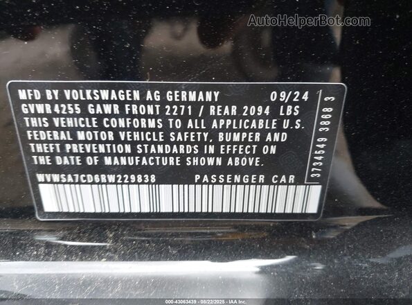 WVWSA7CD6RW229838 2024 VOLKSWAGEN GOLF Black Widok komory silnika