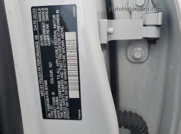 YSMEG3KA7PL157059 2023 POLESTAR 2 White VIN sticker view
