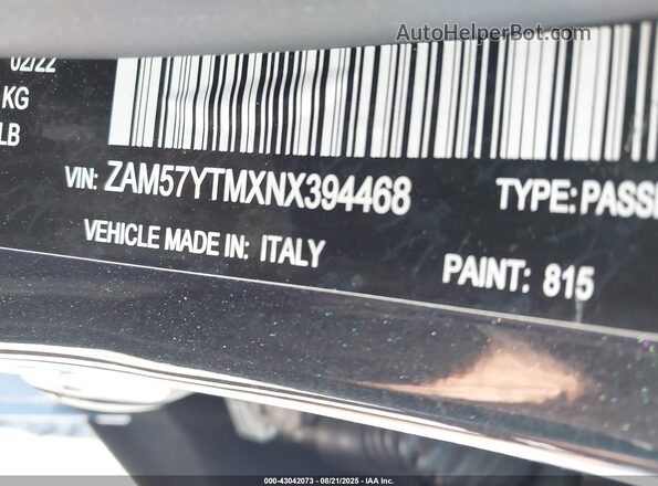 ZAM57YTMXNX394468 2022 MASERATI GHIBLI Black Widok komory silnika
