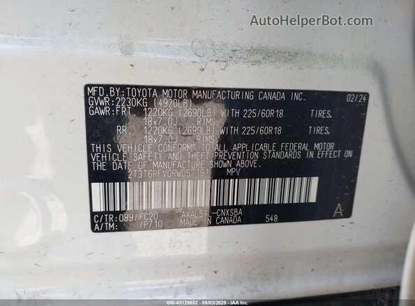2T3T6RFV0RW057181 2024 TOYOTA RAV4 HYBRID White Widok komory silnika