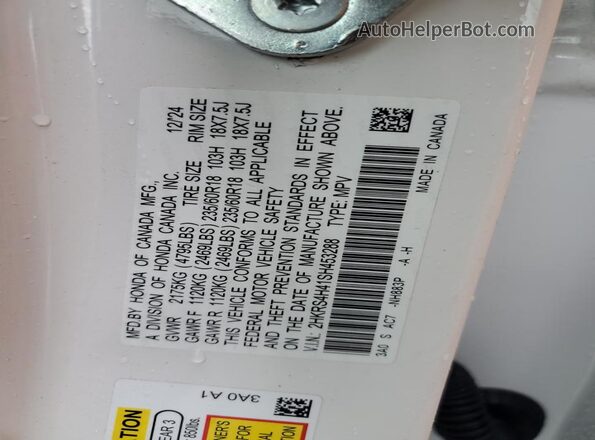 2HKRS4H41SH453288 2025 HONDA CRV White Սալոնի 360 աստիճան տեսք