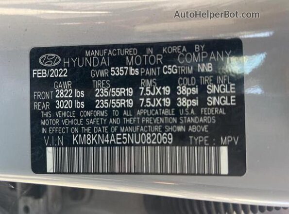 KM8KN4AE5NU082069 2022 HYUNDAI IONIQ Gray უკანა სალონის ხედი