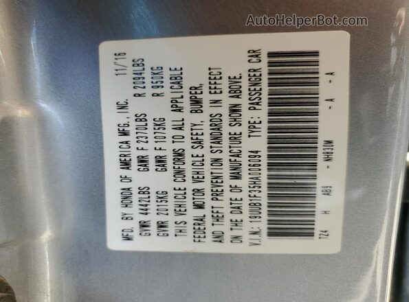 19UUB1F35HA006094 2017 ACURA TLX Silver Engine compartment view