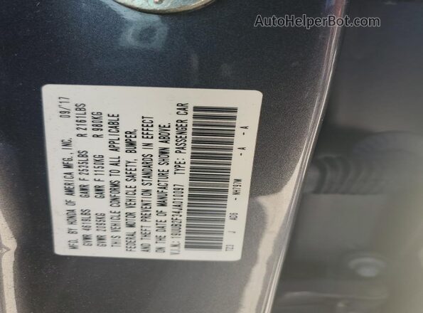 19UUB2F34JA010097 2018 ACURA TLX Gray Շարժիչի բաժամունքի տեսք