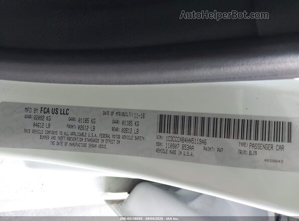 1C3CCCAB4HN511946 2017 CHRYSLER 200 White Engine compartment view
