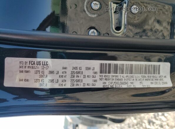 1C4PJMDX3JD602945 2018 JEEP CHEROKEE Black Շարժիչի բաժամունքի տեսք