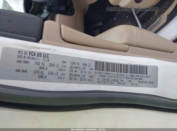1C4RJFBG1JC426166 2018 JEEP GRAND CHEROKEE Белый Вид подкапотного пространства