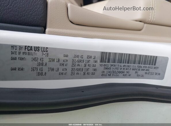 1C4RJFBG5JC484944 2018 JEEP GRAND CHEROKEE White Engine compartment view