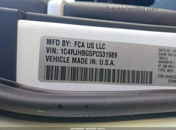 1C4RJHBG5PC531989 2023 JEEP GRAND CHEROKEE White Widok komory silnika