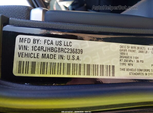 1C4RJHBG8RC236839 2024 JEEP GRAND CHEROKEE Черный Вид подкапотного пространства