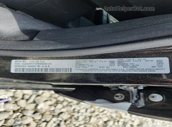 1C6SRFFT0MN646142 2021 RAM 1500 Черный Вид наклейки с VIN-кодом