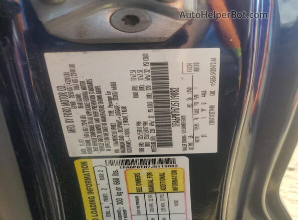 1FA6P8TH7J5119082 2018 FORD MUSTANG Blue Vista del compartimento del motor