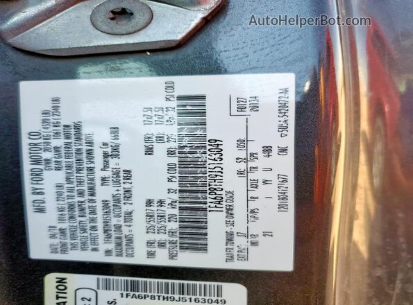 1FA6P8TH9J5163049 2018 FORD MUSTANG Charcoal Vista del compartimento del motor