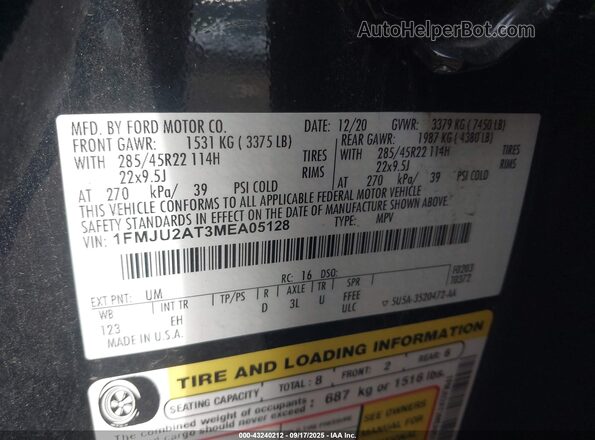 1FMJU2AT3MEA05128 2021 FORD EXPEDITION Black Widok komory silnika