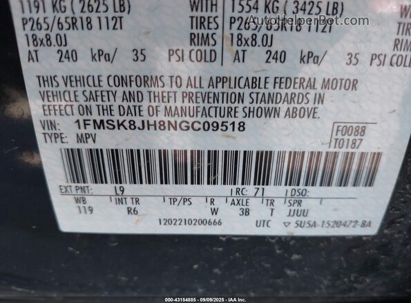 1FMSK8JH8NGC09518 2022 FORD FORD EXPLORER Green Widok komory silnika