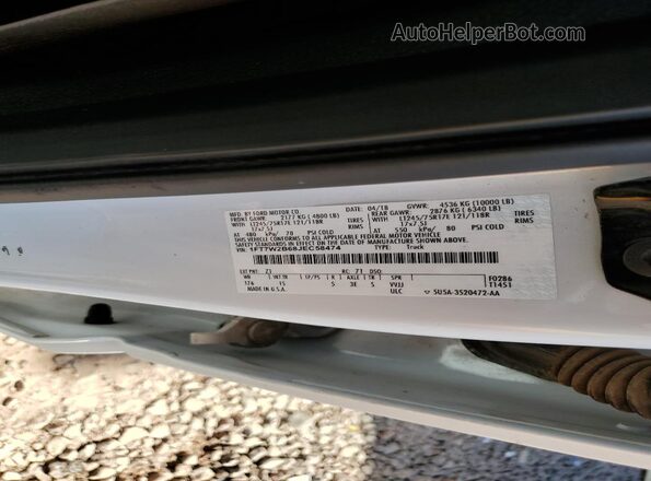 1FT7W2B68JEC58474 2018 FORD F250 White Widok komory silnika