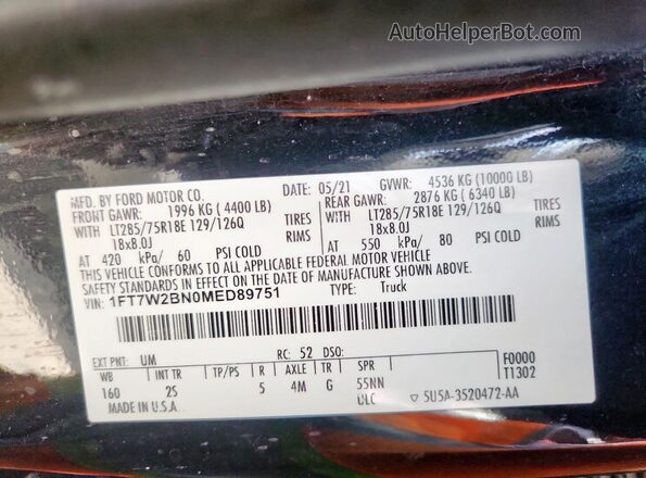 1FT7W2BN0MED89751 2021 FORD F250 Black Vista del compartimento del motor