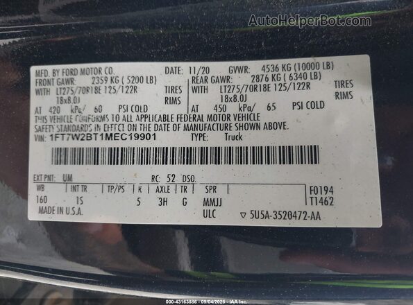 1FT7W2BT1MEC19901 2021 FORD F-250 Черный Вид подкапотного пространства