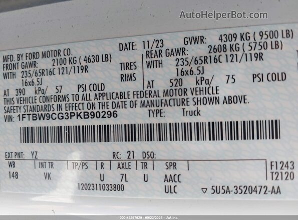 1FTBW9CG3PKB90296 2023 FORD TRANSIT-350 Белый Вид подкапотного пространства