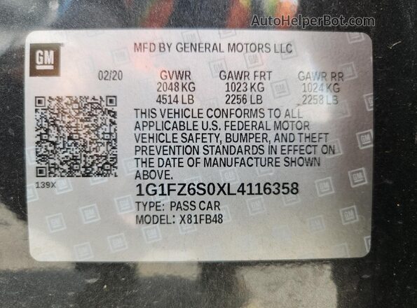 1G1FZ6S0XL4116358 2020 CHEVROLET BOLT Серый Вид подкапотного пространства