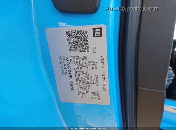 1G1YA2D42P5111096 2023 CHEVROLET CORVETTE Синий Вид подкапотного пространства