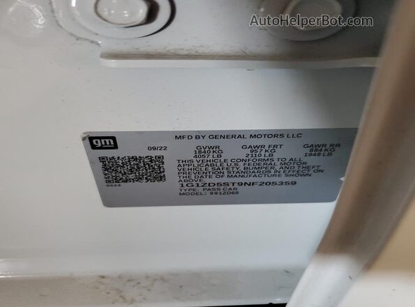 1G1ZD5ST9NF205359 2022 CHEVROLET MALIBU White Widok komory silnika