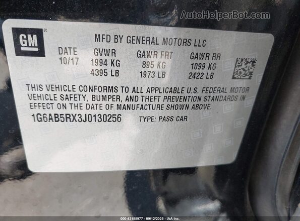 1G6AB5RX3J0130256 2018 CADILLAC ATS Black Engine compartment view