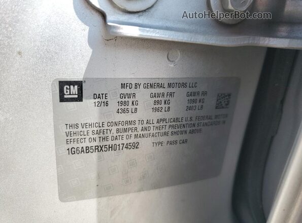 1G6AB5RX5H0174592 2017 CADILLAC ATS Silver Widok komory silnika
