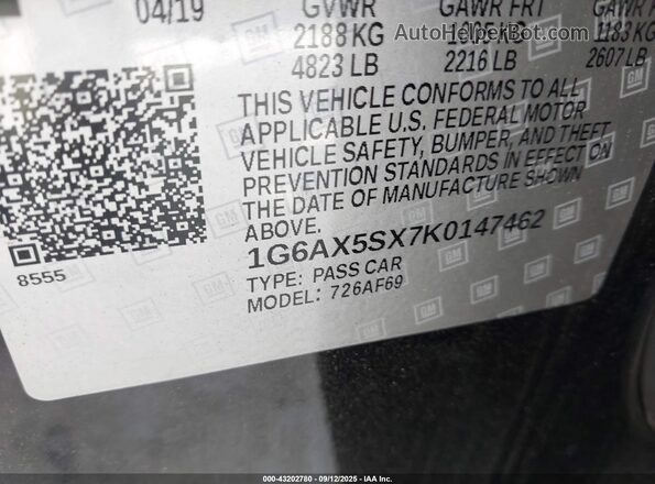 1G6AX5SX7K0147462 2019 CADILLAC CTS Черный Вид подкапотного пространства
