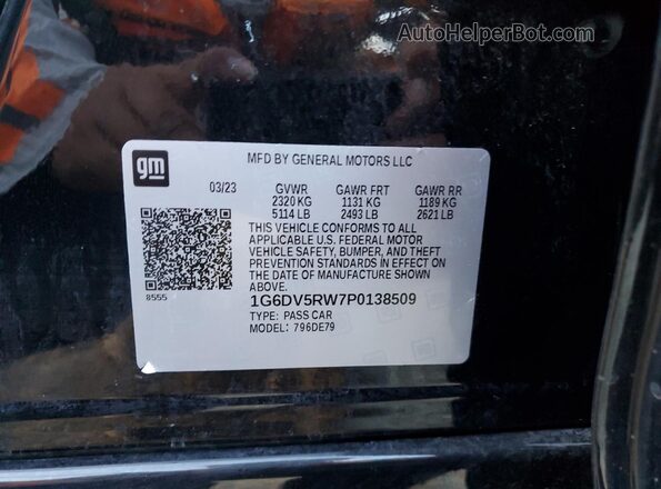 1G6DV5RW7P0138509 2023 CADILLAC CT5 Черный Вид наклейки с VIN-кодом