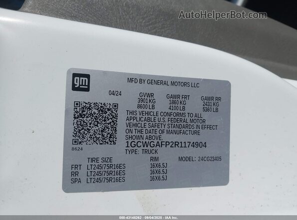 1GCWGAFP2R1174904 2024 CHEVROLET EXPRESS White Widok komory silnika