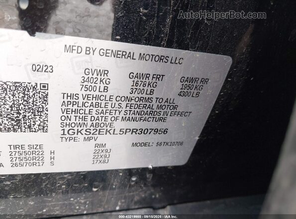 1GKS2EKL5PR307956 2023 GMC YUKON Черный Вид подкапотного пространства