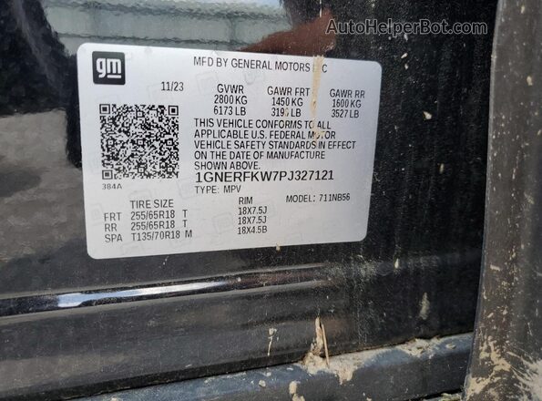 1GNERFKW7PJ327121 2023 CHEVROLET TRAVERSE Black VIN კოდის სტიკერის ხედი