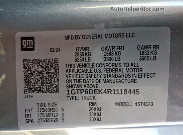 1GTP6DEK4R1118445 2024 GMC CANYON Silver Շարժիչի բաժամունքի տեսք