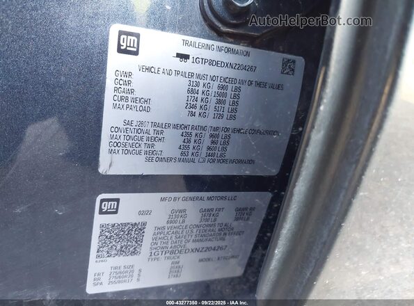 1GTP8DEDXNZ204267 2022 GMC SIERRA Blue Engine compartment view