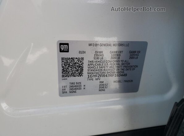 1GYFZFR47RF163449 2024 CADILLAC XT4 White Vista interior de 360 grados