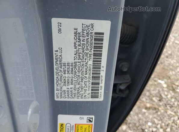 1HGCV3F26NA038313 2022 HONDA ACCORD Серый Вид наклейки с VIN-кодом