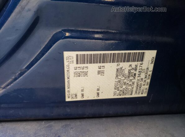 1N4AA6AP3JC368176 2018 NISSAN MAXIMA Синий Вид подкапотного пространства