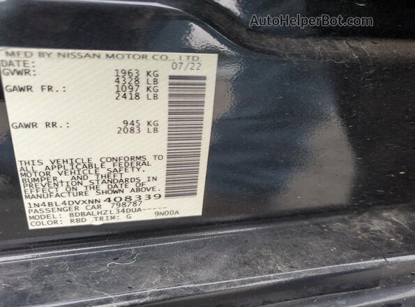 1N4BL4DVXNN408339 2022 NISSAN ALTIMA Черный Вид подкапотного пространства