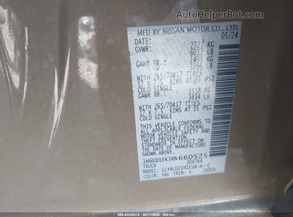1N6ED1EK3RN660525 2024 NISSAN FRONTIER Коричневый Вид подкапотного пространства