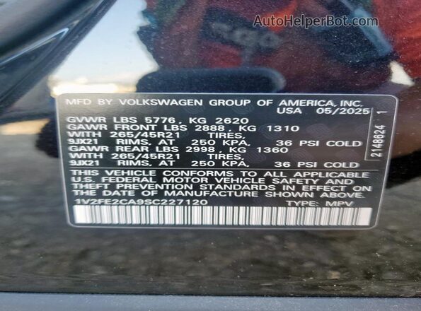 1V2FE2CA9SC227120 2025 VOLKSWAGEN ATLAS Черный Вид подкапотного пространства