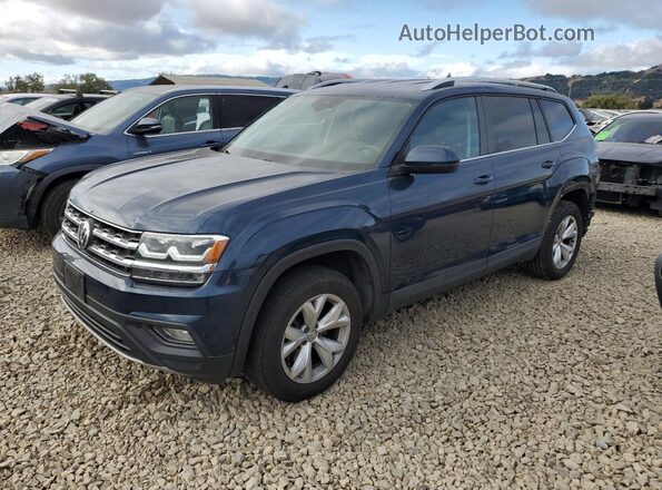 1V2LR2CA2JC590624 2018 VOLKSWAGEN ATLAS Blue Առջևի ձախ երեք քառորդ տեսարան