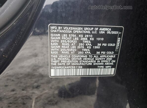 1V2WR2CA4PC551166 2023 VOLKSWAGEN ATLAS Blue VIN sticker view